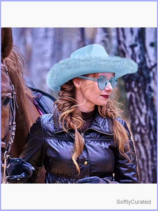 Cowgirl Hat with Feathers and Heart Sunglasses Set main image 4